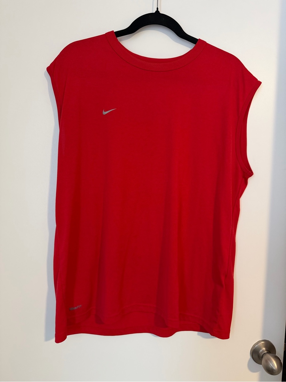 Nike Red Short-Sleeve Performance Tee with White Logo